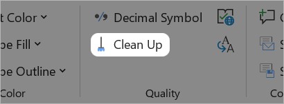 Clean Up button on thinkcell Tab