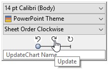 Barra de herramientas de contexto con fila de iconos de vínculos Excel