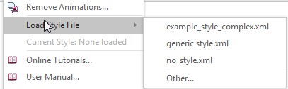 Lista de archivos utilizados recientemente para el comando Cargar archivo de estilo
