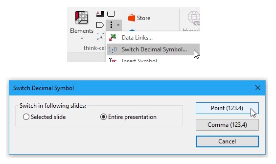 Cambie el símbolo decimal en diapositivas PowerPoint