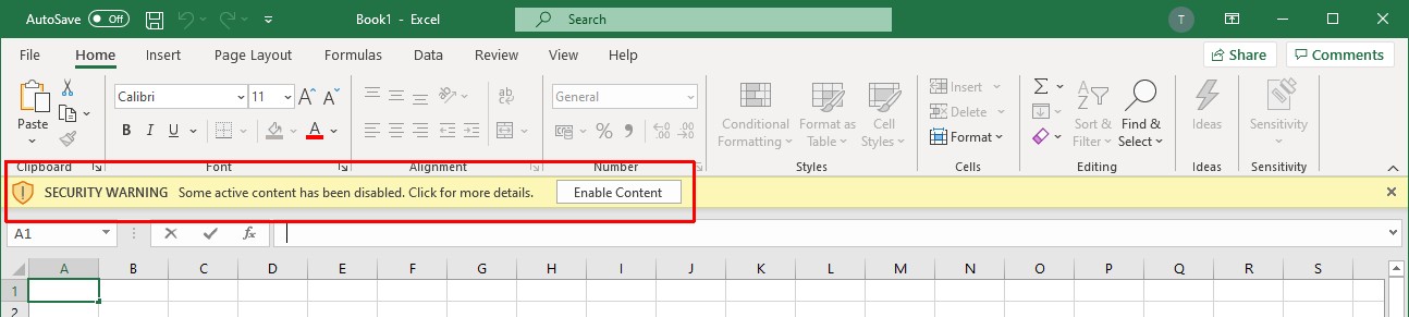 Avviso di protezione di Office&nbsp;2016