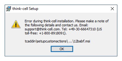 errore durante l'installazione della nuova versione di thinkcell