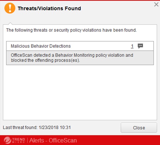 Error Trend Micro: Se ha encontrado una amenaza/violación