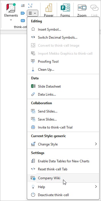 A link button on the Tools menu