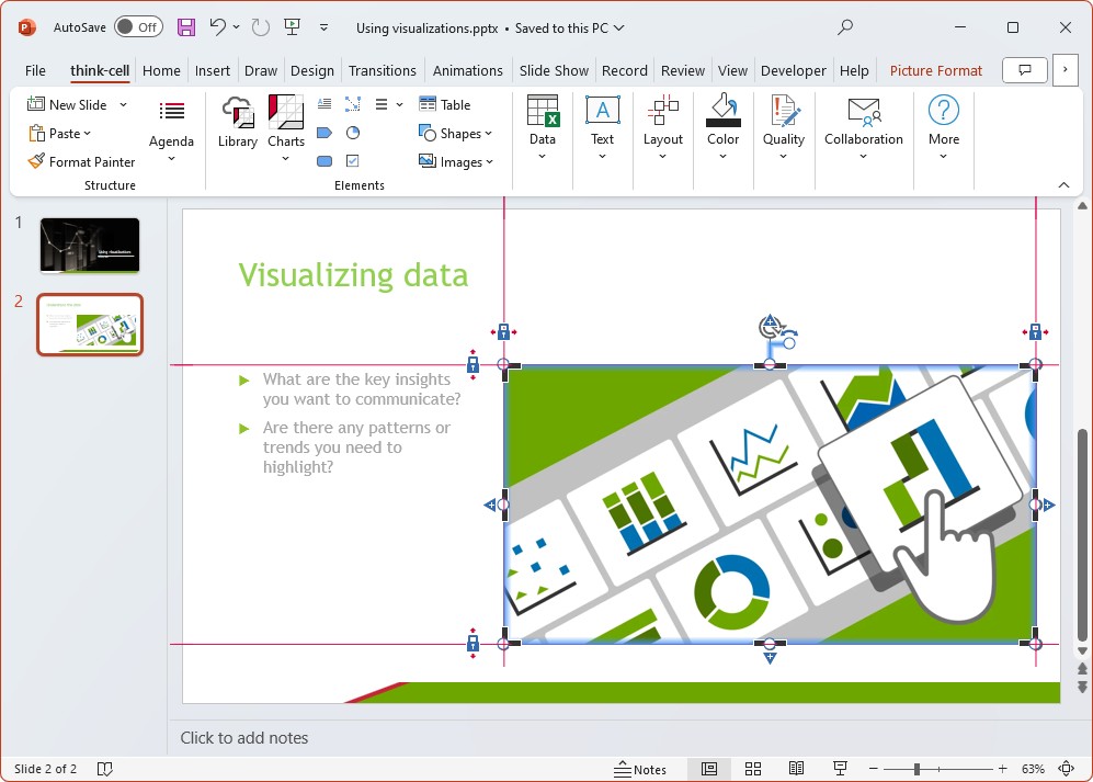 A web image converted into a thinkcell element on a PowerPoint slide