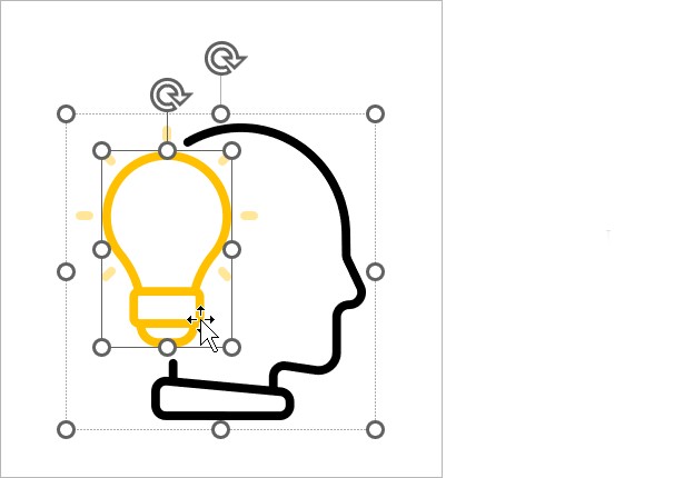 A thinkcell icon has been converted to a selection of PowerPoint shapes. The shapes have been edited to change the appearance of the icon.