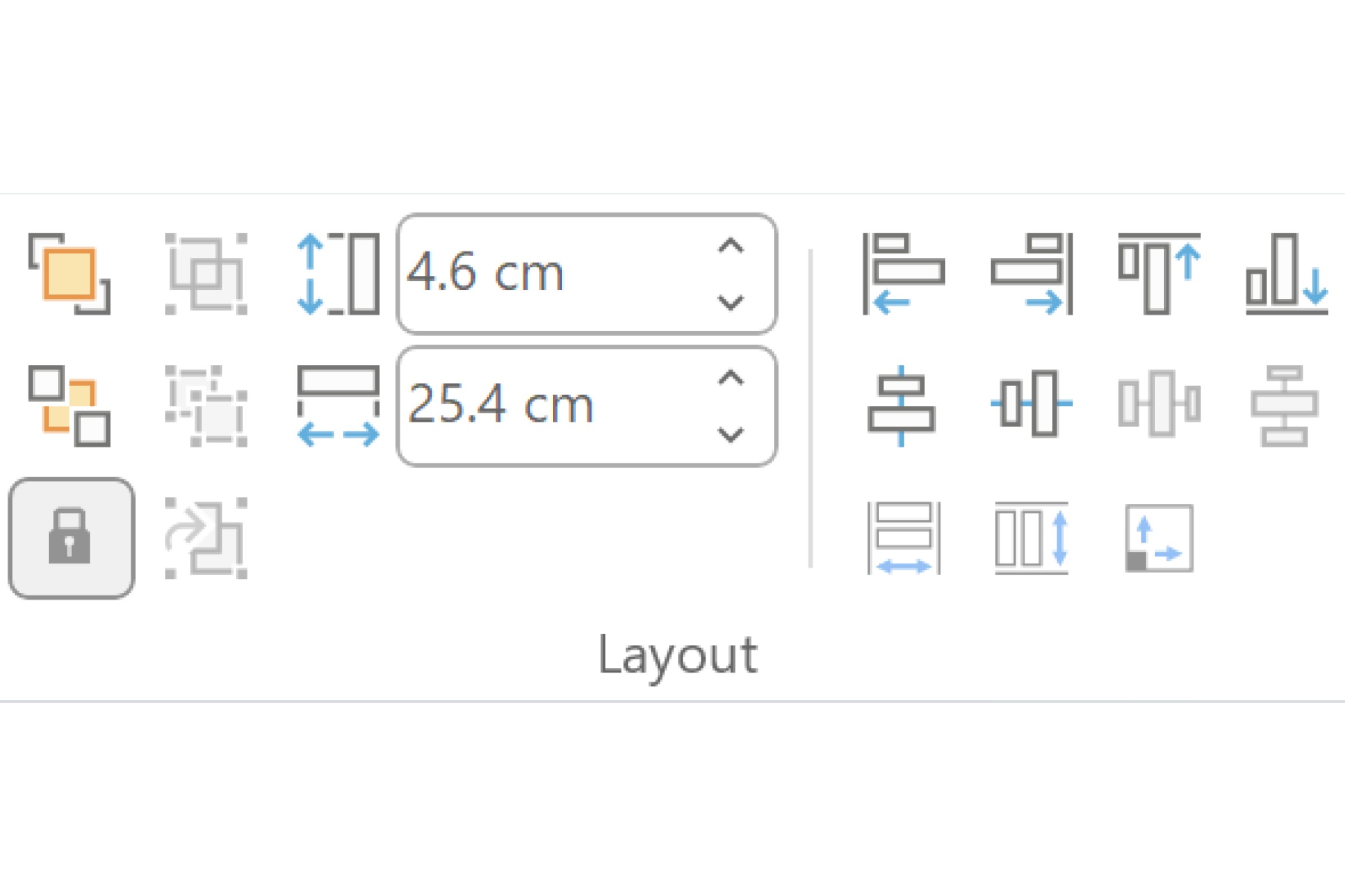On the PowerPoint ribbon, PowerPoint align buttons and thinkcell size-matching buttons