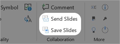 Send and Save Slides buttons on thinkcell Tab